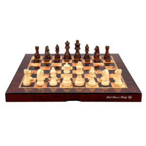 Dal Rossi Mahogany Finish Folding Chess Set, 16" - Image 1