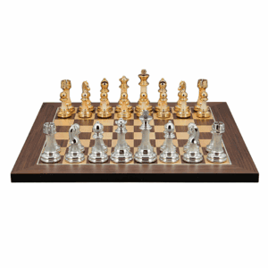 Dal Rossi Italy Modern Staunton Style Gold and Silver Chess Pieces on Palisander/Maple, 40cm Chess Board - Image 1