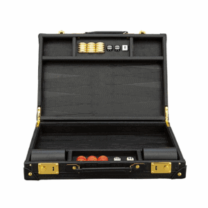 Dal Rossi Italy Obsidian Black PU Leather 15 inch Backgammon - Image 1