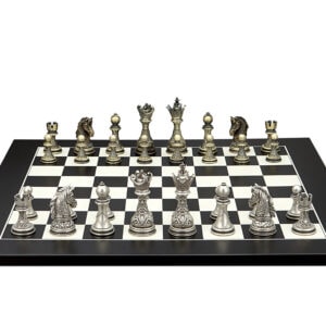Dal Rossi Italy Regal Copper and Silver 90mm Chess Pieces on Black / Erable 50cm Chess Board - Image 1