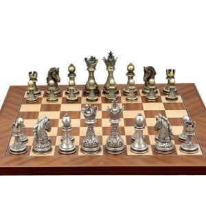 Dal Rossi Italy Regal Copper and Silver 90mm Chess Pieces on Mahogany/Maple, 40cm Chess Board - Image 1