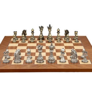 Dal Rossi Italy Regal Copper and Silver 90mm Chess Pieces on Mahogany/Maple, 50cm Chess Board - Image 1