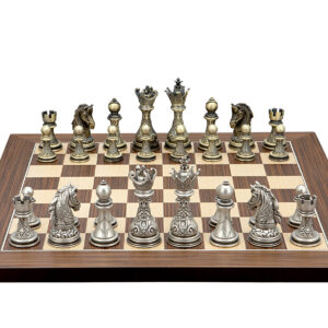 Dal Rossi Italy Regal Copper and Silver 90mm Chess Pieces on Palisander/Maple, 40cm Chess Board - Image 1