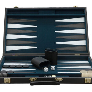 Backgammon, Black Strip Textured,18" - Image 3