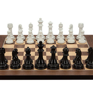 Dal Rossi Italy Modern Staunton Style Black and White Chess Pieces on Palisander/Maple, 40cm Chess Board - Image 1