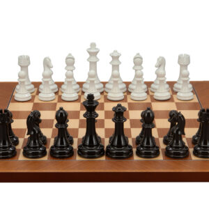 Dal Rossi Italy Modern Staunton Style Black and White Chess Pieces on Mahogany/Maple, 40cm Chess Board - Image 1