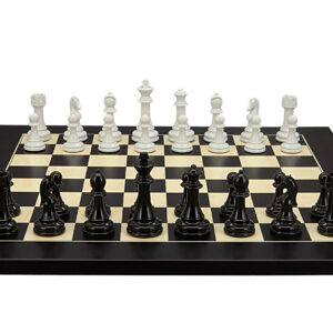 Dal Rossi Italy Modern Staunton Style Black and White Chess Pieces on Black / Erable 50cm Chess Board - Image 1