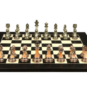Dal Rossi Italy Antique Green and Copper Finish Chessmen on Black / Erable 50cm Chess Board - Image 1