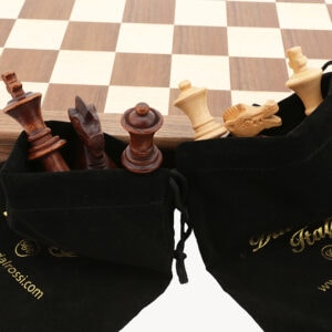 Dal Rossi Chess Set folding walnut, inlaid, 18"