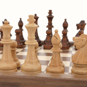 Dal Rossi Chess Set folding walnut, inlaid, 18"