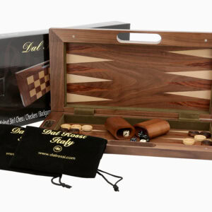 Dal Rossi Chess / Checkers / Backgammon,folding walnut, 16"