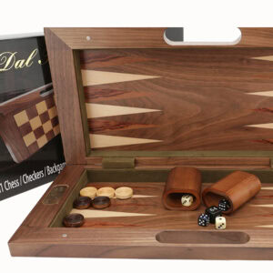 Dal Rossi Chess / Checkers / Backgammon,folding walnut, 16"