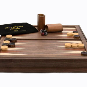 Dal Rossi Chess /Checkers / Backgammon, walnut, flip top board, 14"