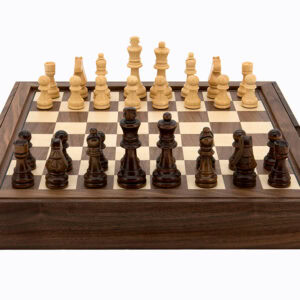Dal Rossi Chess /Checkers / Backgammon, walnut, flip top board, 14"