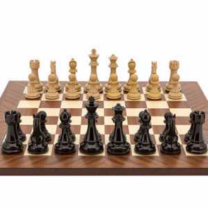 Dal Rossi Italy Black Ebony & Wood Grain Finish Weight pieces110mm Chess Pieces ONLY