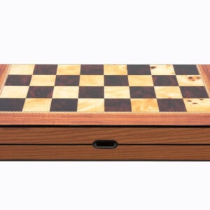 Dal Rossi Walnut Shiny Finish Folding Chess Set, 16"