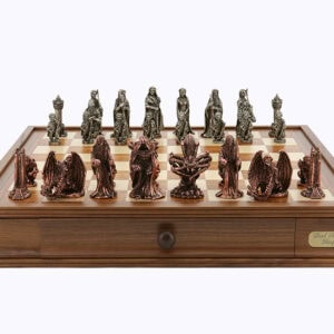 Dal Rossi Chess Set on a 20" chess box Evil Ring Metal Chessmen