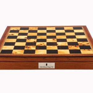 Dal Rossi Italy Evil Ring Metal Chess Set on Walnut Shiny Finish Chess Box 20" with compartments