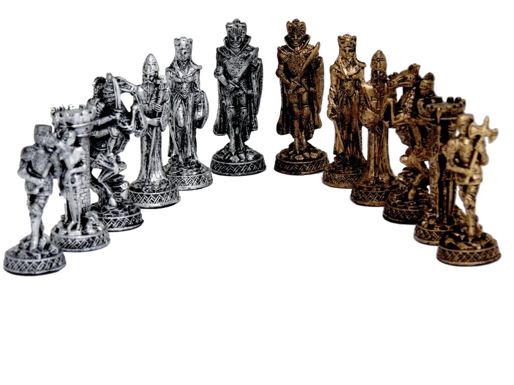 Dal Rossi Italy, Medieval Chess Set Pewter, 95mm