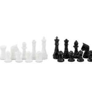 Dal Rossi Diamond-Cut Black & White Chessmen 85mm