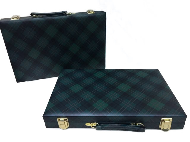 Backgammon, Green checkered Vinyl 18"