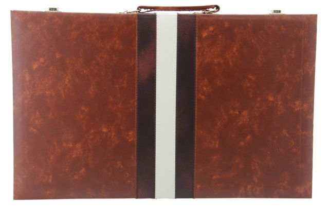 Backgammon, deluxe Brown Tan, case, 15"