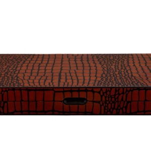 Dal Rossi Wooden Crocodile Engraved Design Backgammon Light Tan Colour Top and Inlaid Wooden Playing Area 18"