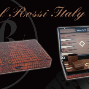 Dal Rossi Wooden Crocodile Engraved Design Backgammon Light Tan Colour Top and Inlaid Wooden Playing Area 18"