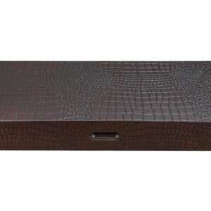 Dal Rossi Wooden Crocodile Engraved Design Backgammon Dark Colour Design Top and Inlaid Wooden Playing Area 18"