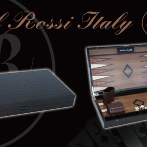 Dal Rossi Wooden Crocodile Engraved Design Backgammon Dark Colour Design Top and Inlaid Wooden Playing Area 15"