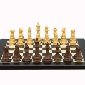 Dal Rossi Italy Chess Set Black / Erable Flat Board 40cm, With Queen's Gambit Style Chessmen 90mm