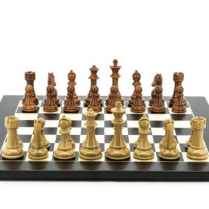 Dal Rossi Italy Chess Set Flat Black / Erable Board 50cm, Brown and Box Wood Grain Finish Chess Pieces 110mm