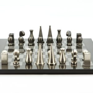 Dal Rossi Italy Chess Pieces Metal Dark Titanium and Silver 90mm Chessmen ONLY