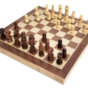 Chess set Deluxe wooden folding 15"