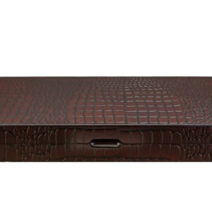 Dal Rossi Wooden Crocodile Engraved Design Backgammon Dark Colour Design Top and Inlaid Wooden Playing Area 15"