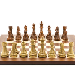 Dal Rossi Italy Chess Set Mahogany Maple Flat Board 50cm, Brown and Box Wood Grain Finish 110mm Chess Pieces