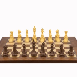 Dal Rossi Italy Chess Set Mahogany Maple Flat Board 50cm, With Queens Gambit Chessmen 90mm