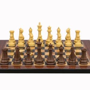 Dal Rossi Italy Chess Set Flat  Walnut Shiny Finish Board 40cm, With Queens Gambit Chessmen 90mm