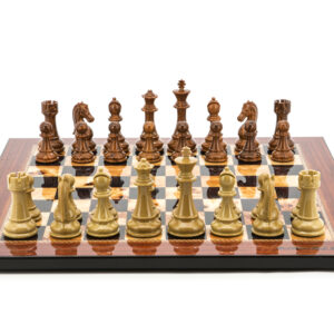 Dal Rossi Italy Chess Set Flat Walnut Shinny Finish Board 50cm, Brown and Box Wood Grain Finish Chess Pieces 110mm