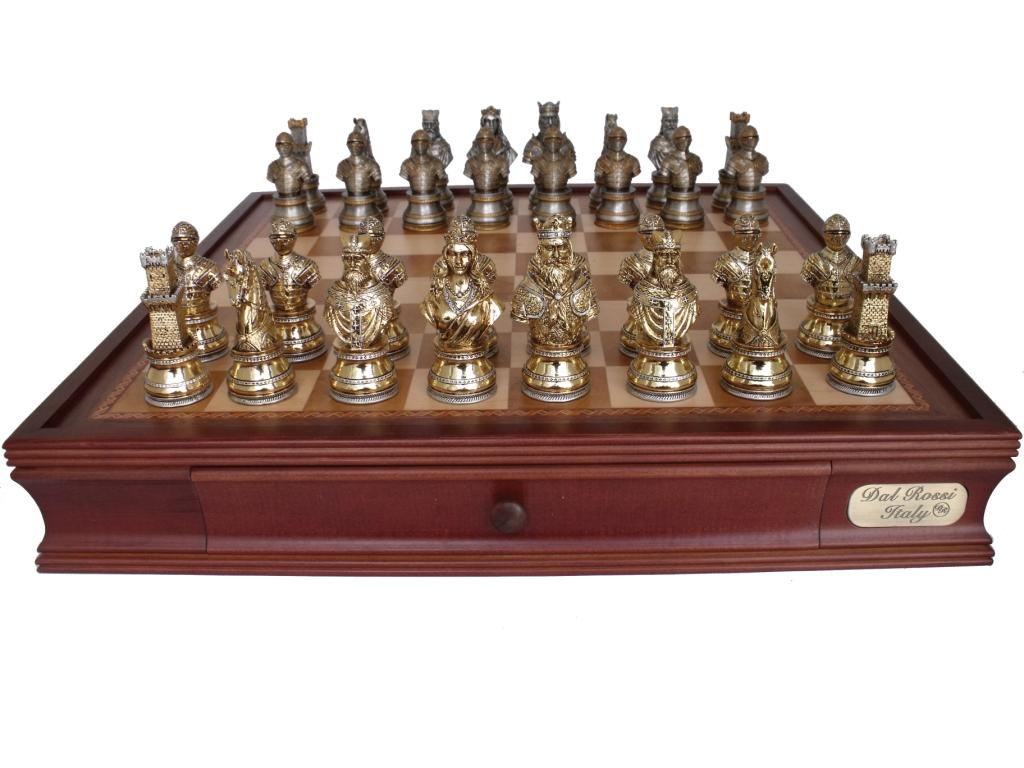 Dal Rossi Italy Medieval Warriors Chess Set with Drawers 20"