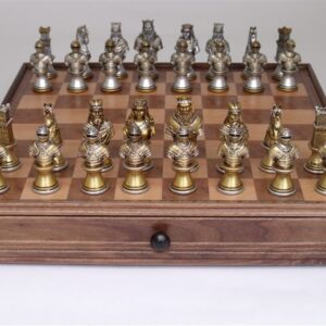 Dal Rossi Italy Medieval Warriors (Resin) Chess Set on 38cm Dal Rossi Chess Box
