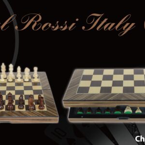 Dal Rossi  Palisander / Boxwood Finish Folding Chess Set, 16" NEW