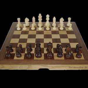 Dal Rossi  Light Walnut / Boxwood Finish Folding Chess Set, 16" NEW