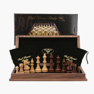Dal Rossi Chess Set folding walnut, inlaid, 18"