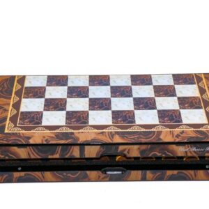 Dal Rossi Mosai Finish Folding Chess Set, 16" NEW