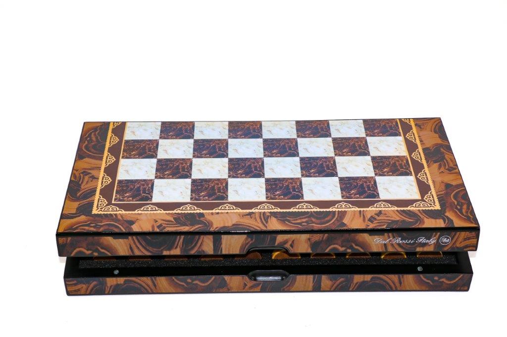 Dal Rossi Mosai Finish Folding Chess Set, 16" NEW