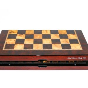 Dal Rossi  Mahogany Finish Folding Chess Set, 16" NEW