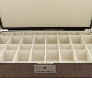 Dal Rossi Italy, Staunton Metal/Marble Finish Chessmen on a Walnut Inlaid Chess Box with Compartments 20"