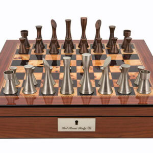 Dal Rossi Chess set Contemporary Walnut Finish Chess Box 16” with compartments