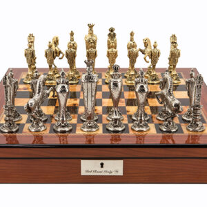 Dal Rossi Italy Renaissance Chess Set on Walnut Finish Chess Box 20” with compartments